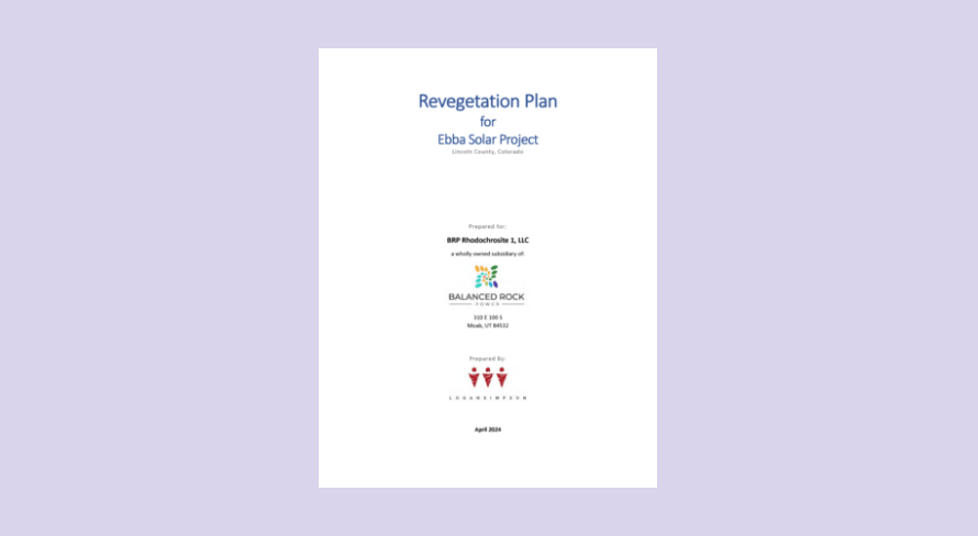 Report Cover for Ebba Solar Project Revegetation Plan