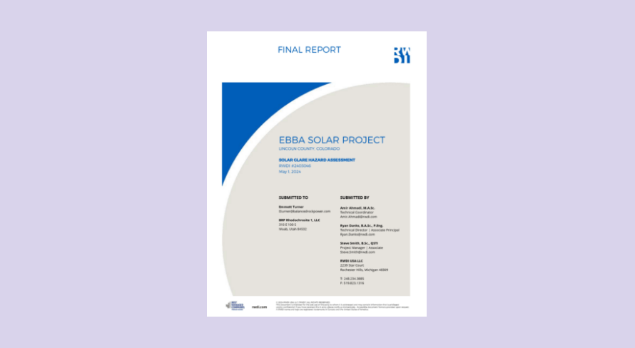 Report Cover for Ebba Solar Project Solar Glare Hazard Assessment